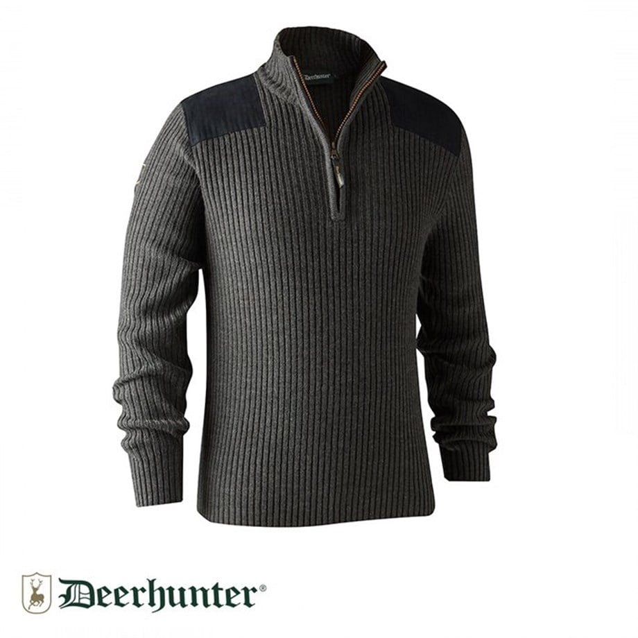 DEERHUNTER Rogaland Yarım Fermuarlı Gri Kazak 2XL