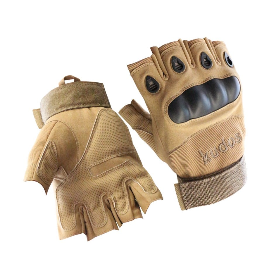 Kudos Taktik Eldiven Kaki Takviyeli Kesik