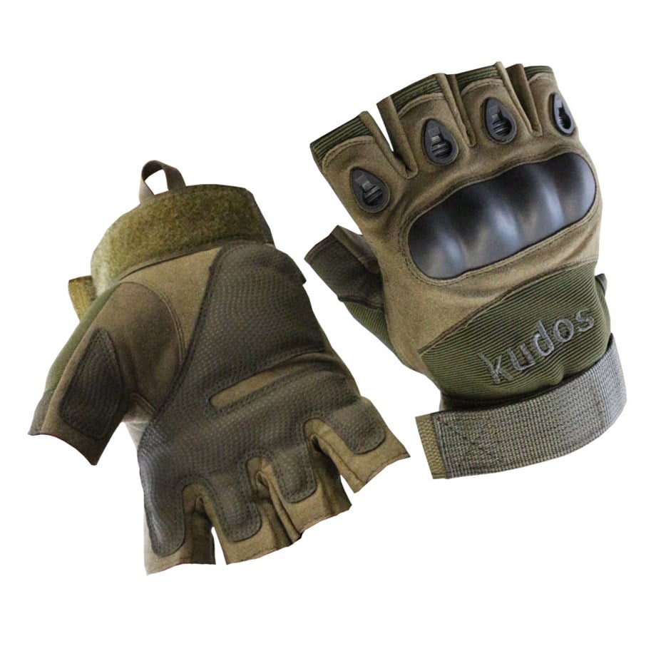 Kudos Taktik Eldiven Yeşil Takviyeli Kesik