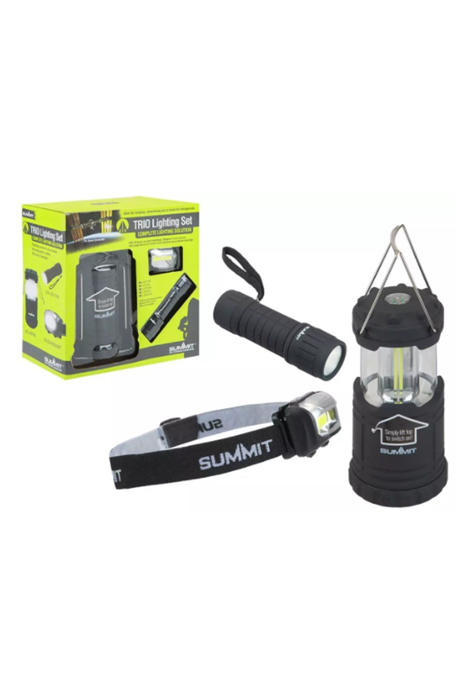 Summit Trio Kamp Lambası & Fener & Kafa Lambası Seti Black