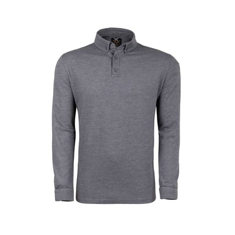 VAV Tlac-04 Polo Yaka Uzun Kol Tişört Füme XXL