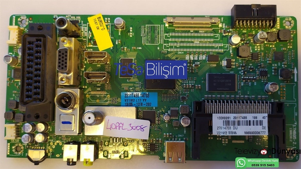 17MB95-2.1 23117438 VES400UNDS-01 PHİLİPS 40PFL3008H/12 ANAKART MAINBOARD