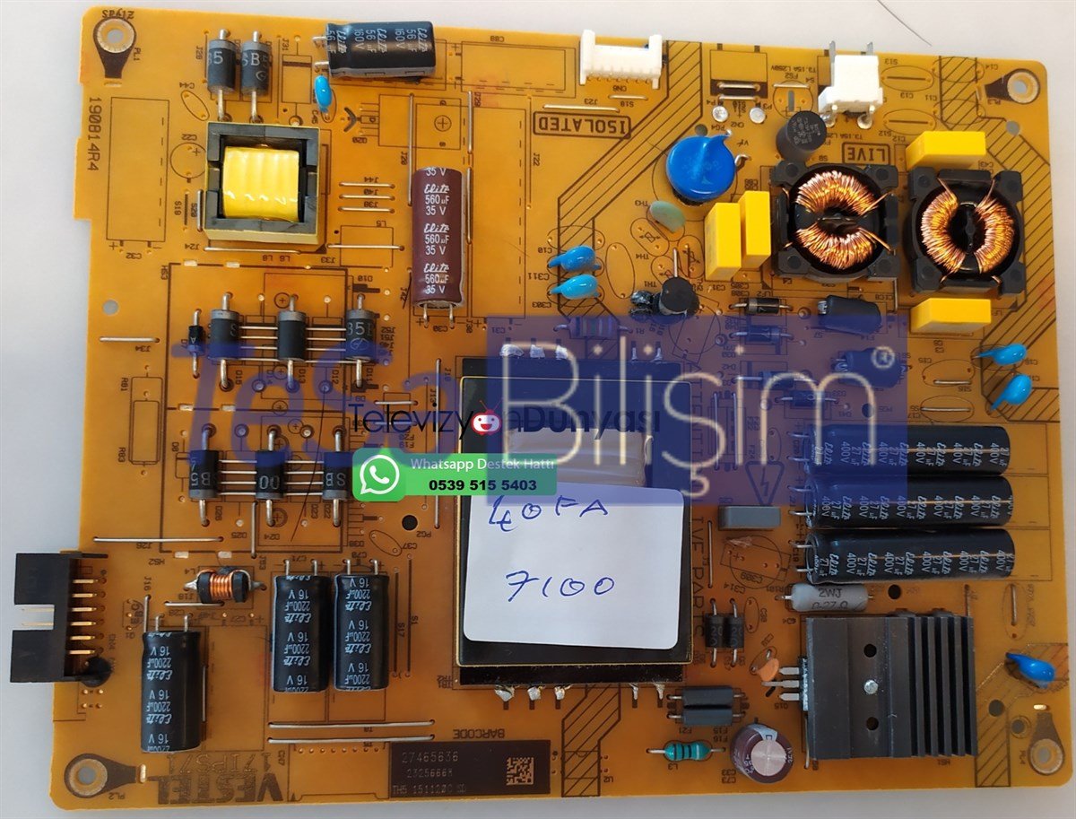 VESTEL 40FA7100 BESLEME KARTI 23256668 190814R4 VES400UNVS-2D-N03