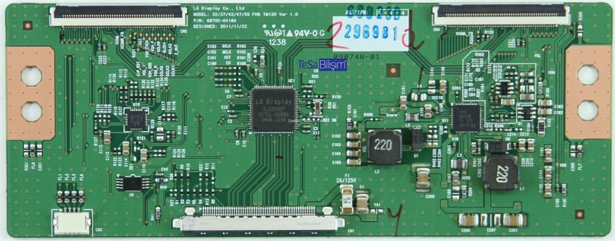 6870C-0418A 32/37/42/47/55 FHD TM120 Ver 1.0 LG 47LM615S TCON BOARD