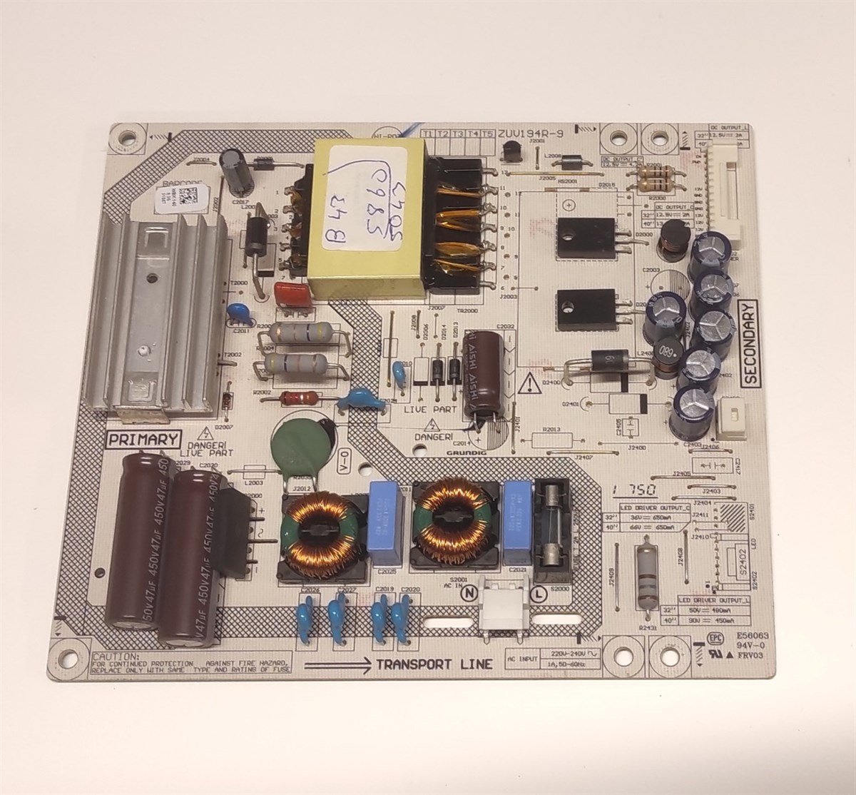 BEKO B43L 5860 4B BESLEME KARTI ZUV194R-9 WBK140