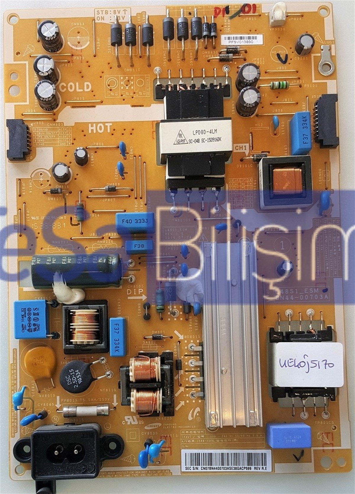 SAMSUNG UE40H5090AS UE40H5070AS BESLEME KARTI BN44-00703A L48S1_ESM
