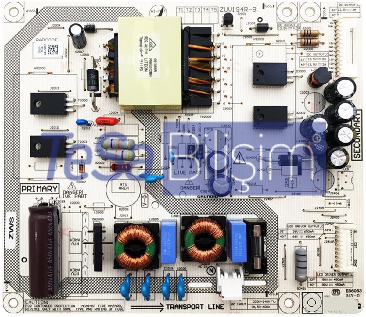 ZUV194R-8 ZWS140 ARÇELİK A32L 5745 4B BESLEME KARTI