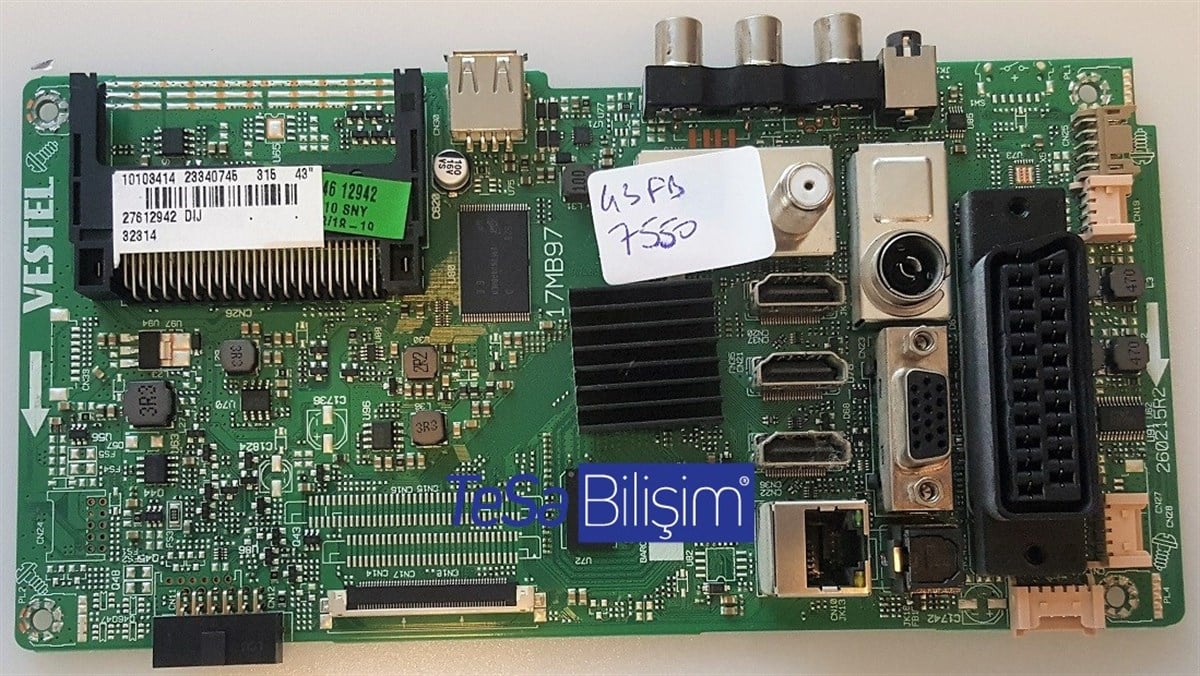 17MB97, 23340745, 23340746, VES430UNEL-2D  Vestel 43FB7550, MainBoard, AnaKart