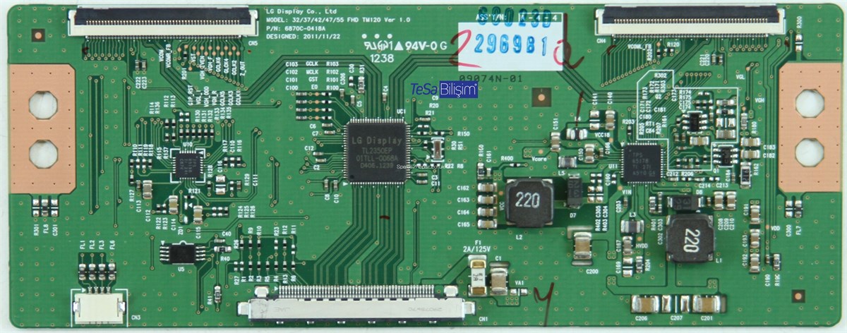 6870C-0418A, 32/37/42/47/55, FHD TM120 Ver 1.0, LG 47LM615S TCON BOARD