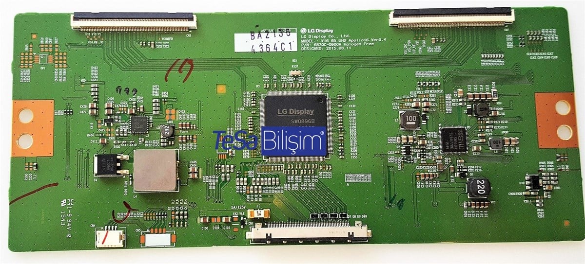 6870C-0600A, HALOGEN FREE, V16 65 UHD APOLLO16 VER0.4, BAZ136, 4364C1, LG 65UH6030, T-CON, T-CONBOARD