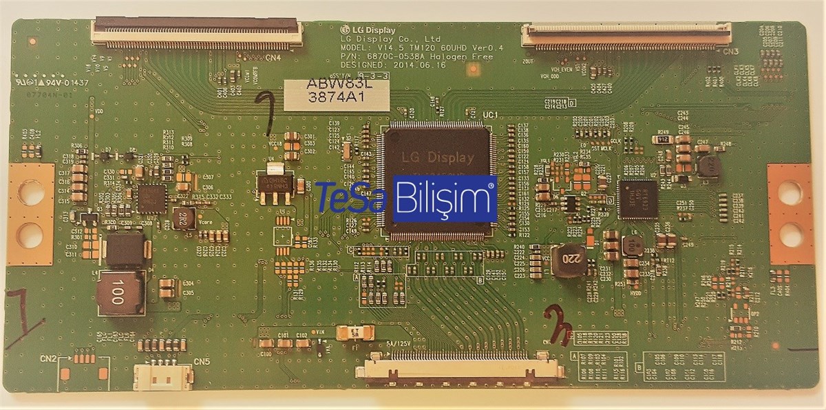 6871L-3874A, 3874A, 6870C-0538A, V14.5 TM120 60UHD Ver0.4, LG Display, LC600EQE-PGM1, LG 60UB850V, TCONBOARD, TCON