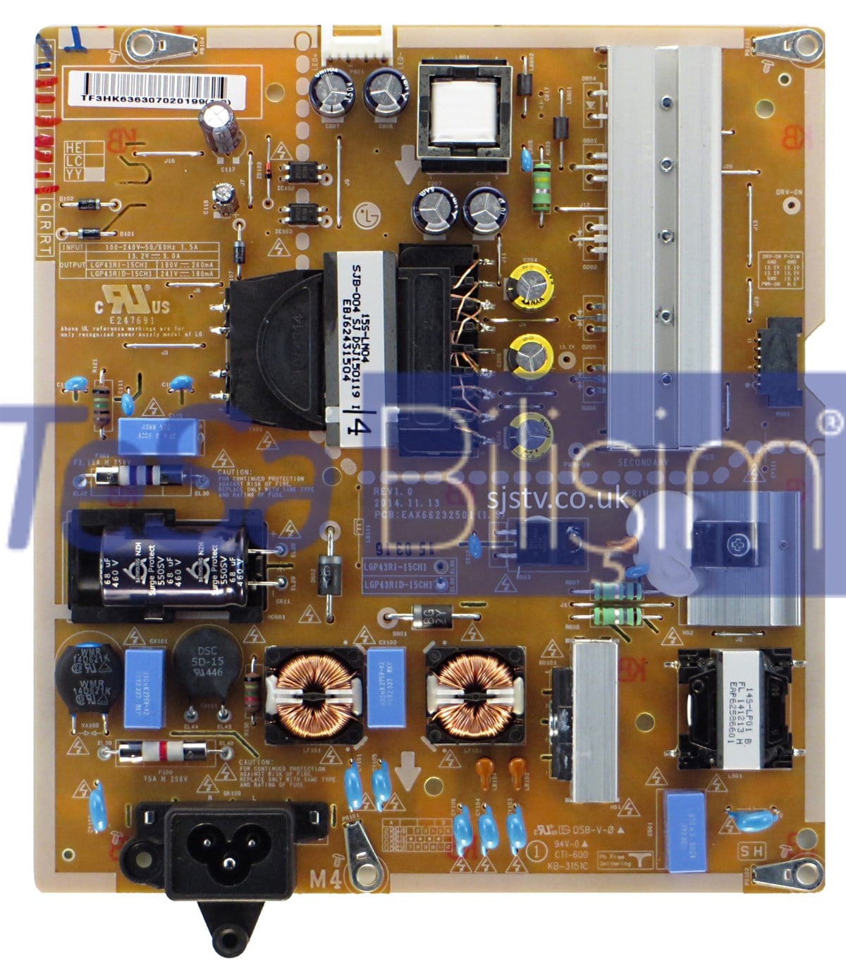 EAX66232501 (1.6), LGP43RID-15CH1, LG 43LX341C BESLEME KARTI