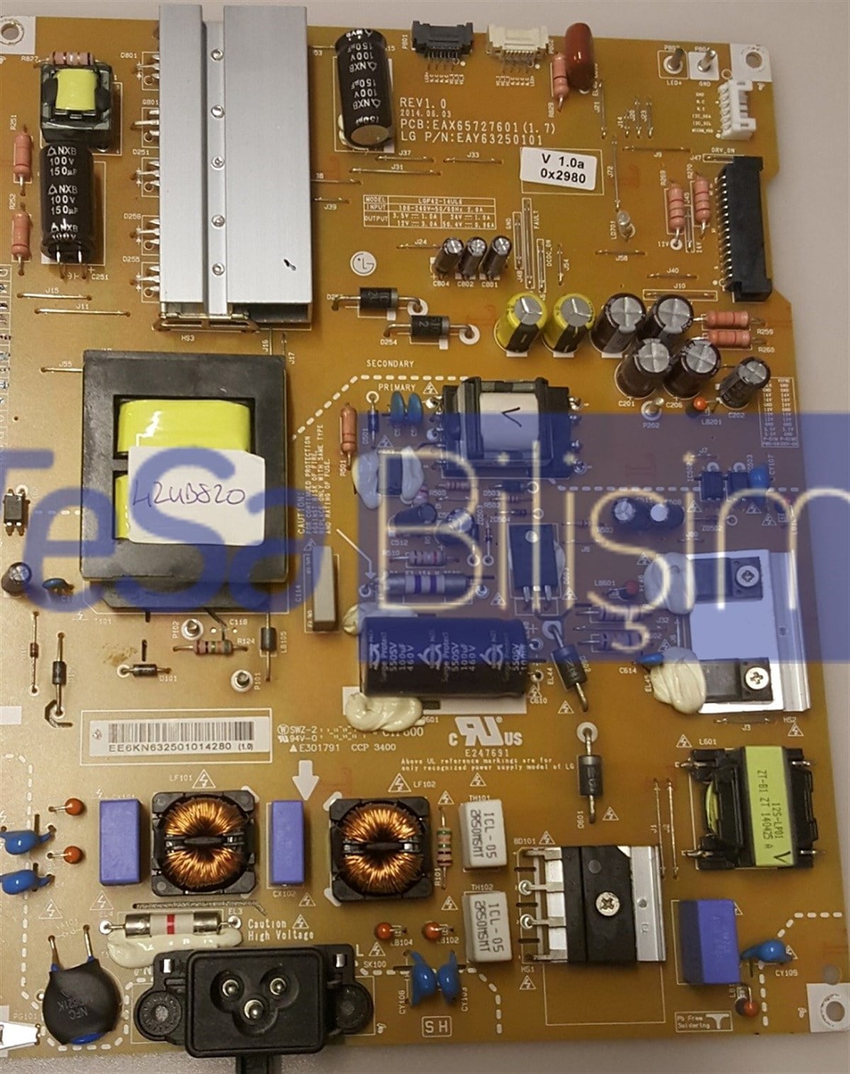 LG 42UB820V BESLEME KARTI, EAX65727601 (1.7), EAY63250101, LGP42-14UL6