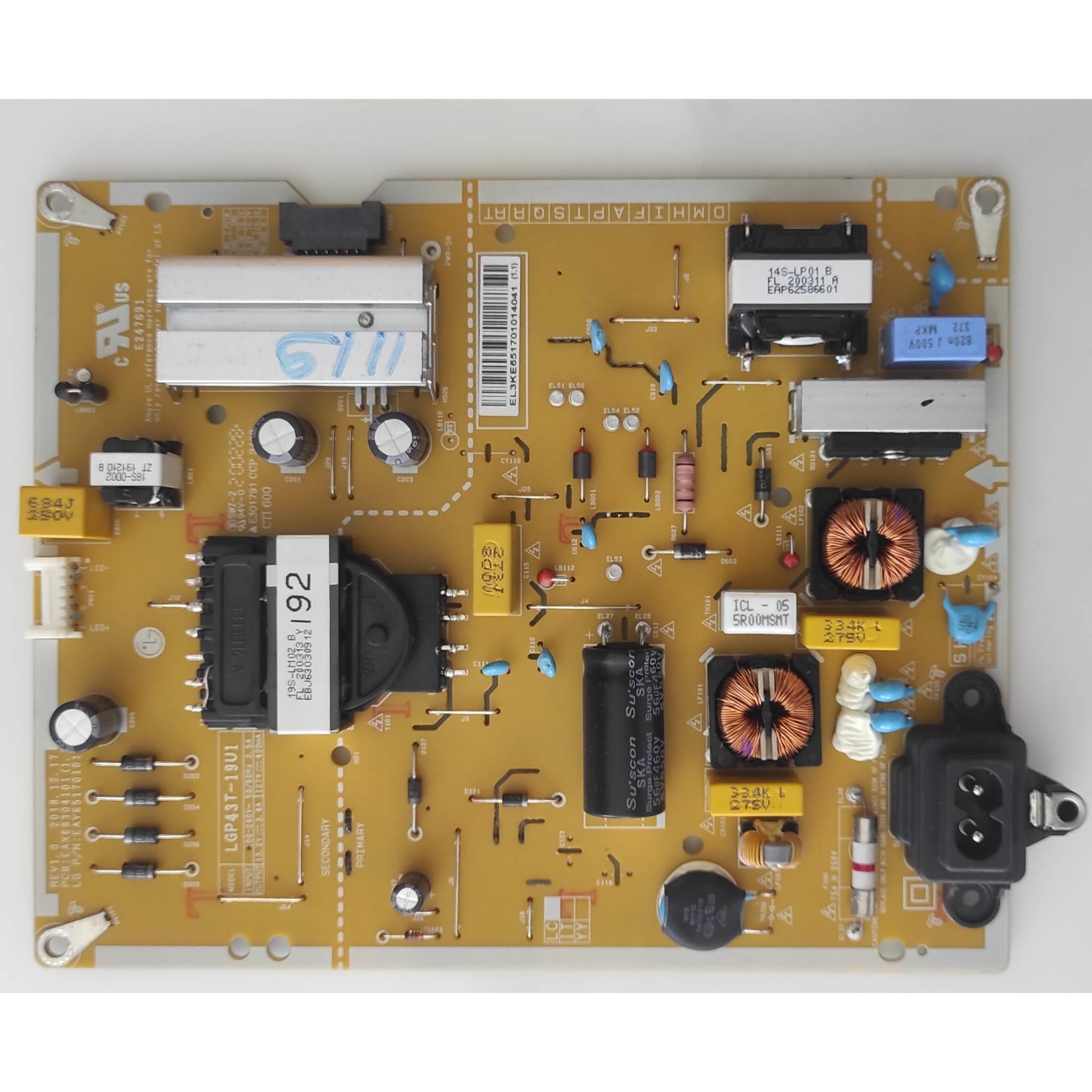 LG 43UN74006LB BESLEME KARTI, EAX68304101(1.7), LGP43T-19U1LG 43UN74006LB BESLEME KARTI, EAX68304101(1.7), LGP43T-19U1