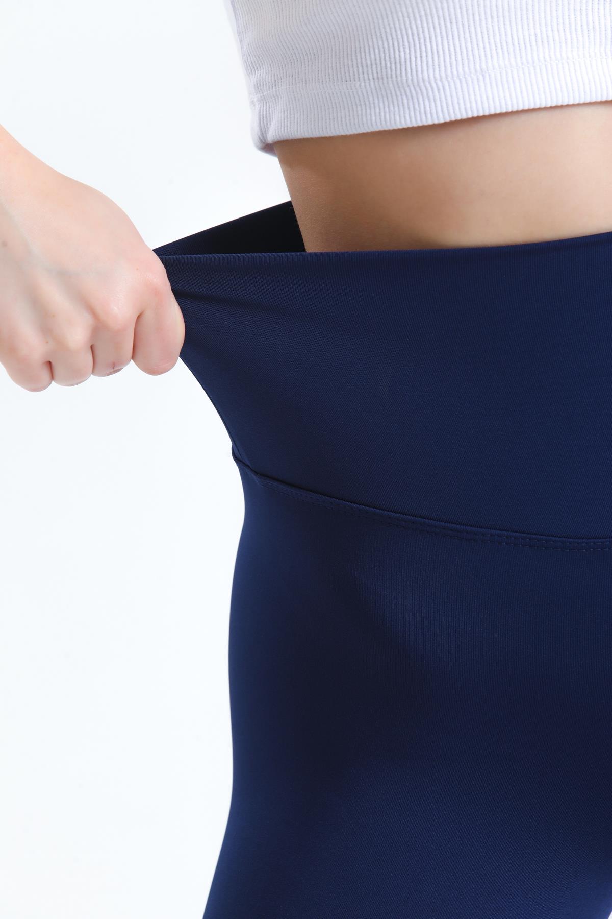 Push-Up Yüksek Bel Şardonlu Toparlayıcı Tayt - Lacivert