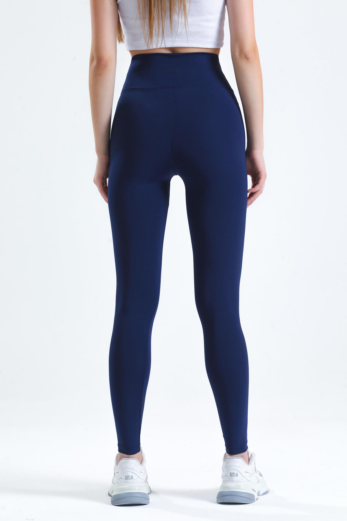 Push-Up Yüksek Bel Şardonlu Toparlayıcı Tayt - Lacivert