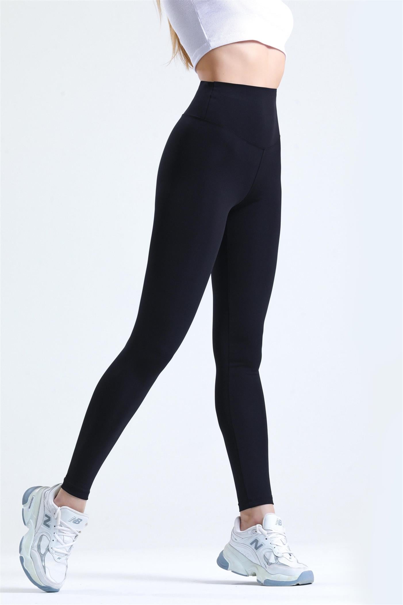 Push-Up Yüksek Bel Şardonlu Toparlayıcı Tayt - Siyah