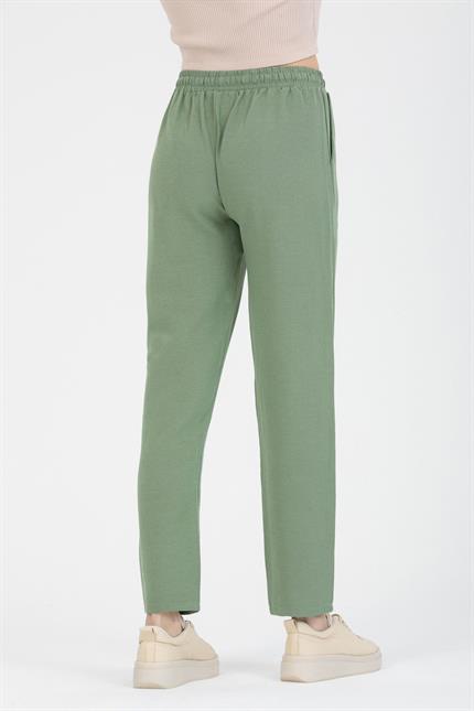 Bağcıklı Yüksek Bel Cepli Keten Pantolon - Mint Yeşil