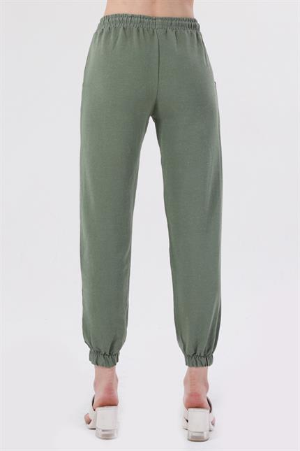 Bel Lastikli Bağcıklı Jogger Keten Pantolon - Mint Yeşil