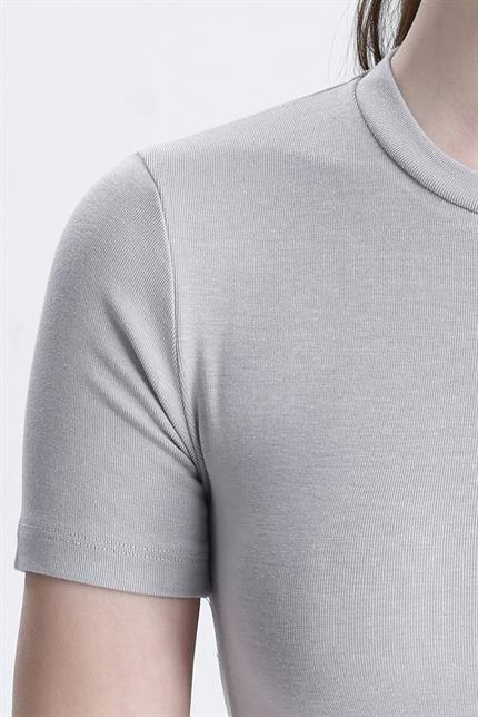 Bisiklet Yaka Kısa Kollu Modal Body - Gri