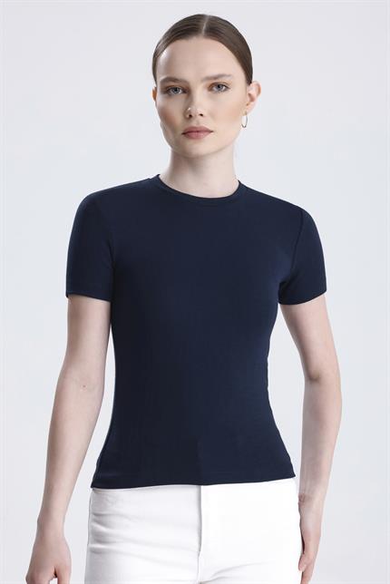 Bisiklet Yaka Kısa Kollu Modal Body - Lacivert