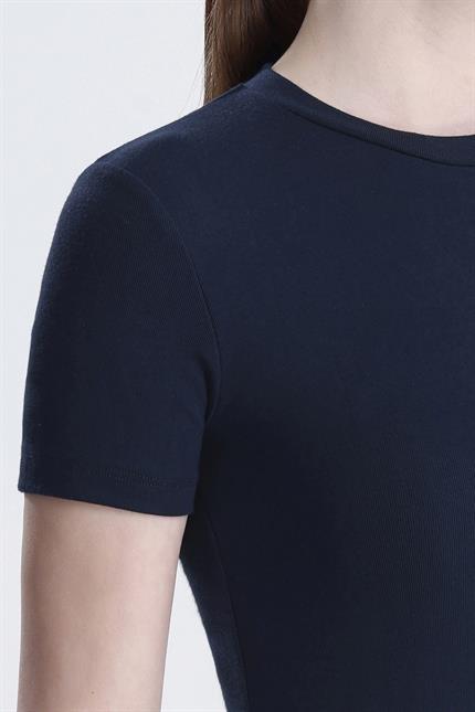 Bisiklet Yaka Kısa Kollu Modal Body - Lacivert