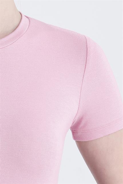 Bisiklet Yaka Kısa Kollu Modal Body - Pembe