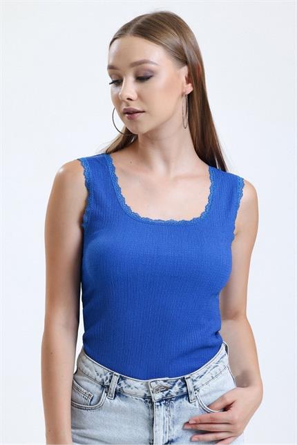 Dantel Detaylı Basic Atlet - Saks