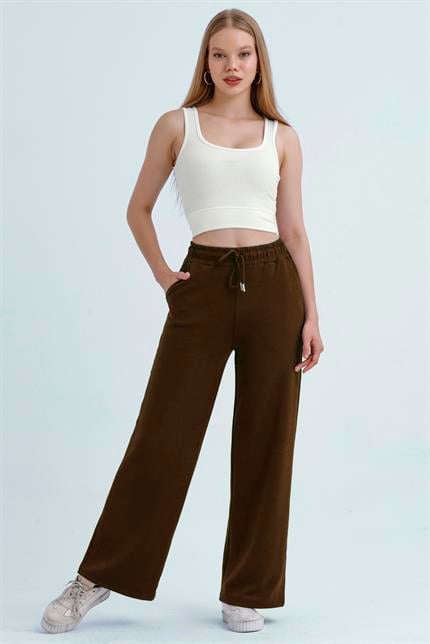Modal Bel Lastikli Palazzo Oysho Eşofman - Kahve