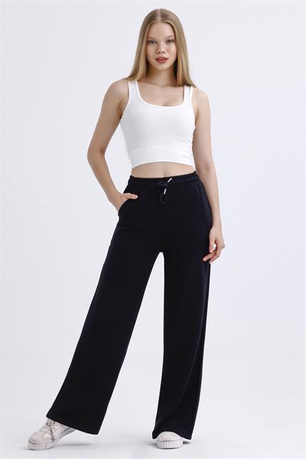 Modal Bel Lastikli Palazzo Oysho Eşofman - Siyah