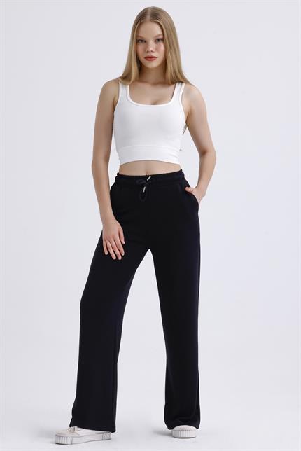 Modal Bel Lastikli Palazzo Oysho Eşofman - Siyah