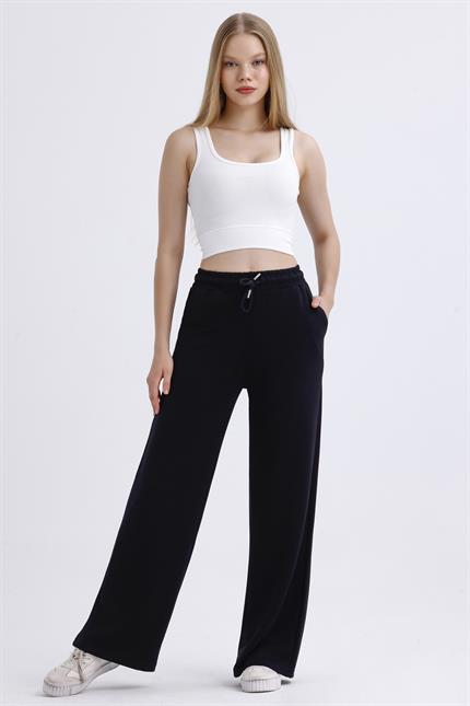 Modal Bel Lastikli Palazzo Oysho Eşofman - Siyah