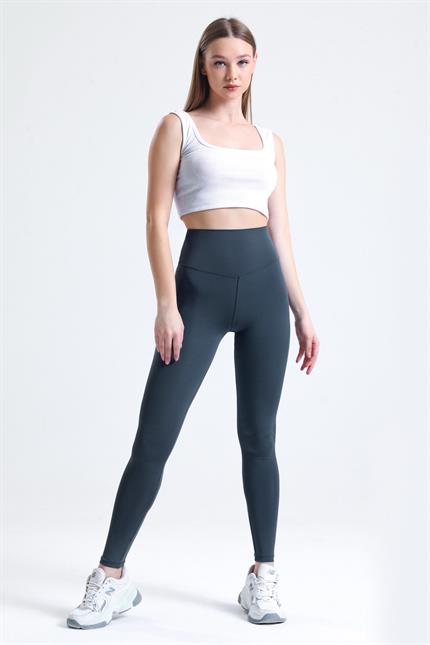 Push-Up Yüksek Bel Şardonlu Toparlayıcı Tayt - Antrasit