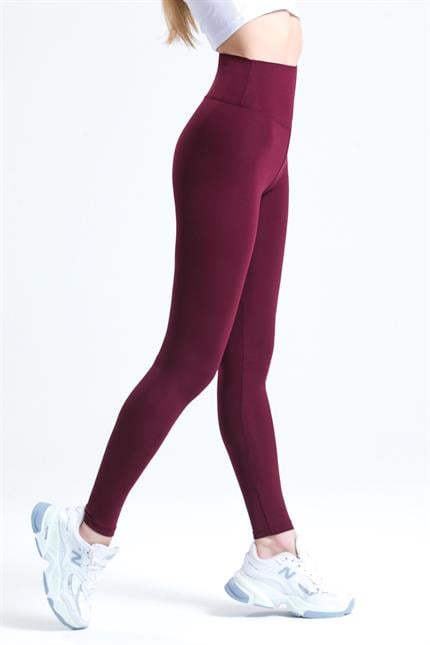 Push-Up Yüksek Bel Şardonlu Toparlayıcı Tayt - Bordo