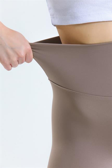 Push-Up Yüksek Bel Şardonlu Toparlayıcı Tayt - Vizon