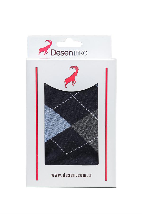 Mens Baklava Patterned Cotton 3-pack Socks Navy Blue