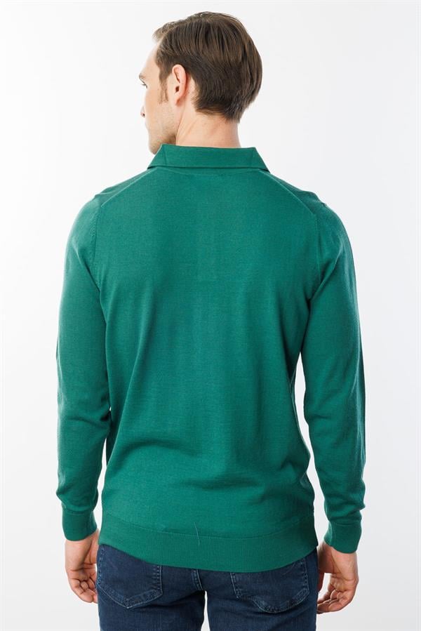 Erkek Basic Polo Yaka İnce Triko Kazak Ö.Başı