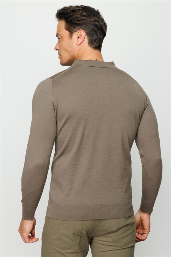 Мужской базовый трикотажный свитер с воротником-поло, свитер из норки