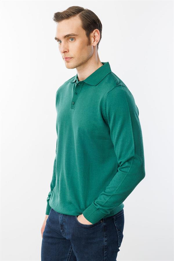 Erkek Basic Polo Yaka İnce Triko Kazak Ö.Başı