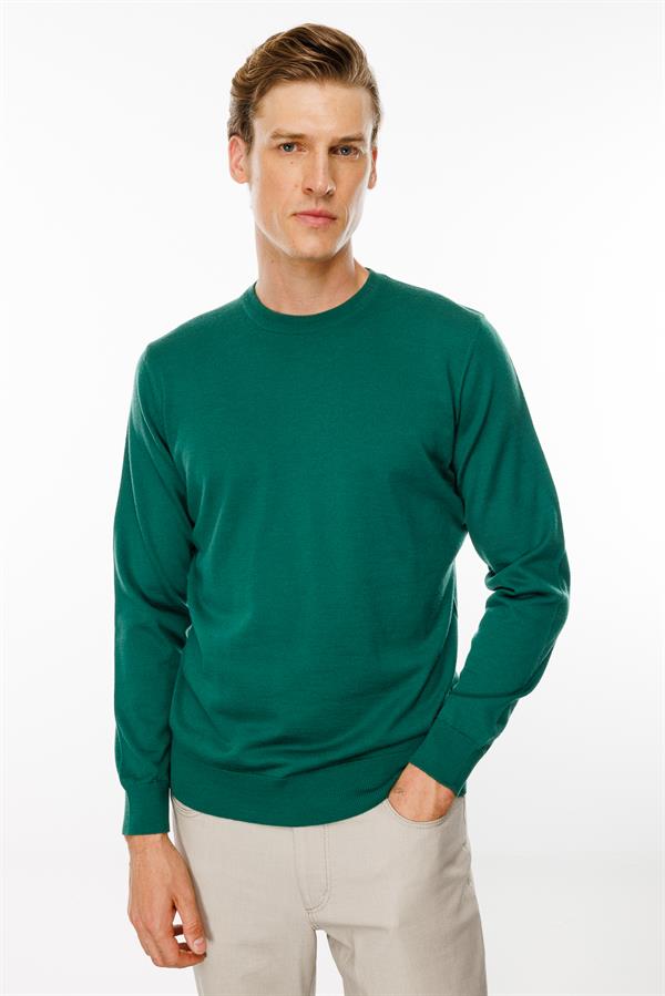 Мужской базовый свитер с круглым вырезом и трикотажным свитером Зеленый
