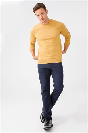 Мужской базовый свитер с круглым вырезом и трикотажем Пепельный верблюжий