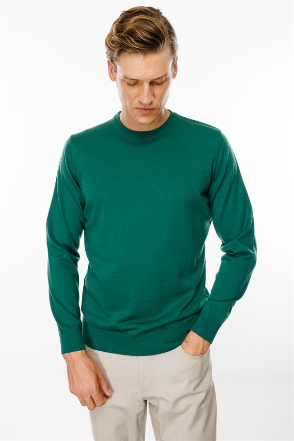 Мужской базовый свитер с круглым вырезом и трикотажным свитером Зеленый