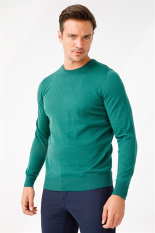 Мужской базовый свитер с круглым вырезом и трикотажным свитером Зеленый