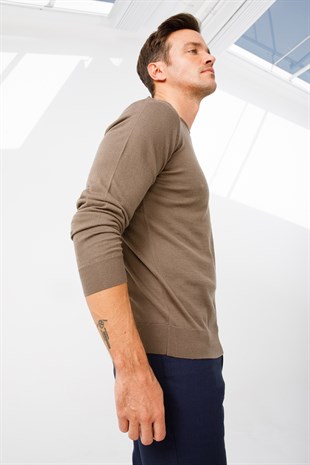 Мужской базовый свитер с круглым вырезом и трикотажем, свитер из норки