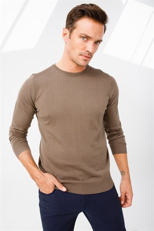 Мужской базовый свитер с круглым вырезом и трикотажем, свитер из норки
