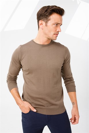 Мужской базовый свитер с круглым вырезом и трикотажем, свитер из норки