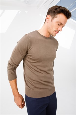 Мужской базовый свитер с круглым вырезом и трикотажем, свитер из норки