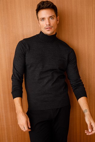 Мужской Базовый свитер с круглым вырезом темно-Пепельно-серый