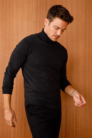 Мужской Базовый свитер с круглым вырезом темно-Пепельно-серый