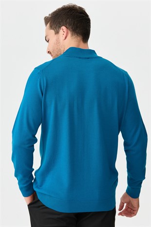 Мужской базовый свитер с имитацией водолазки Цвет Нефти